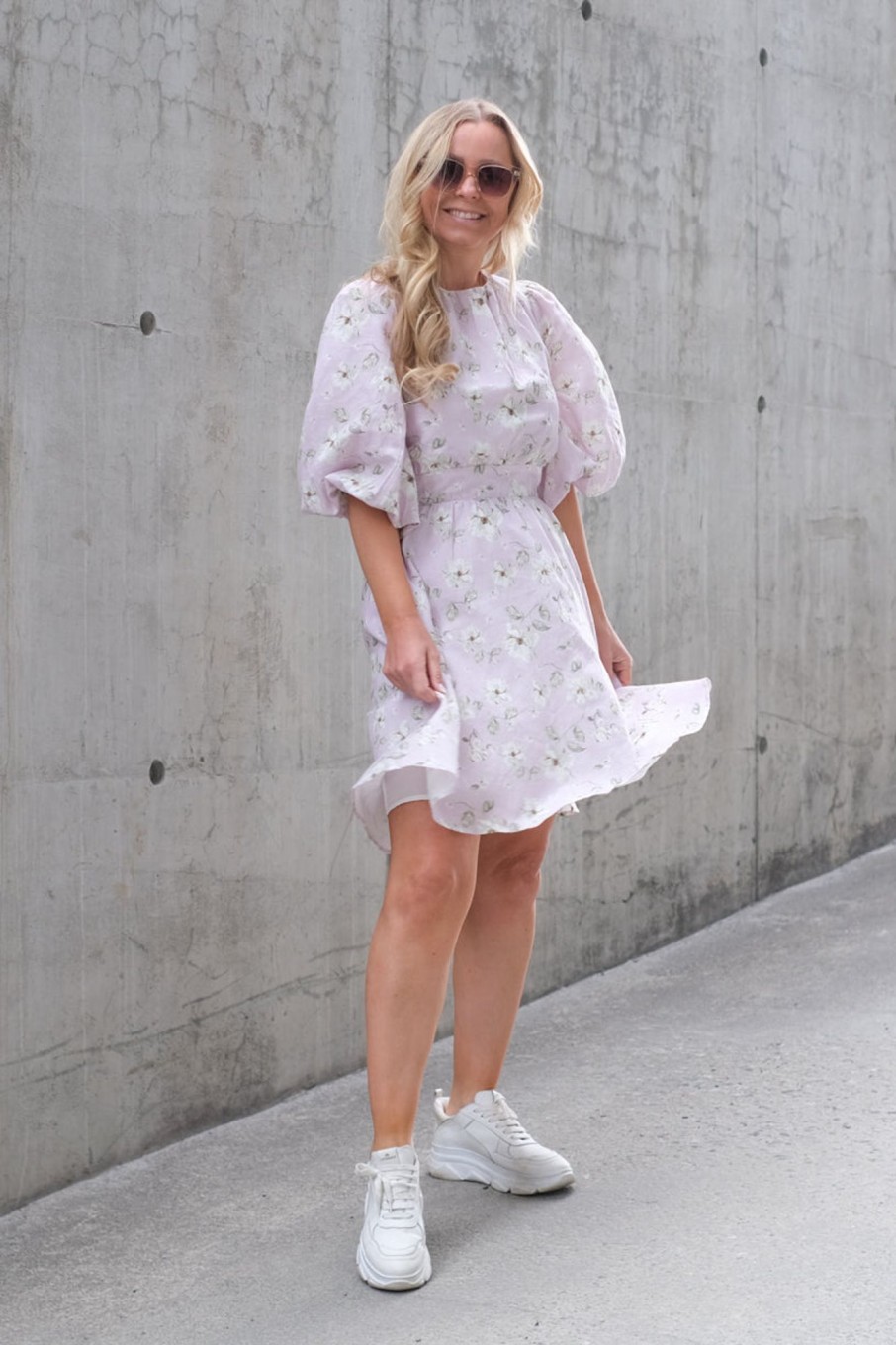 Klaer Camilla Pihl Festkjoler | Clara Dress Lavender Peony Print