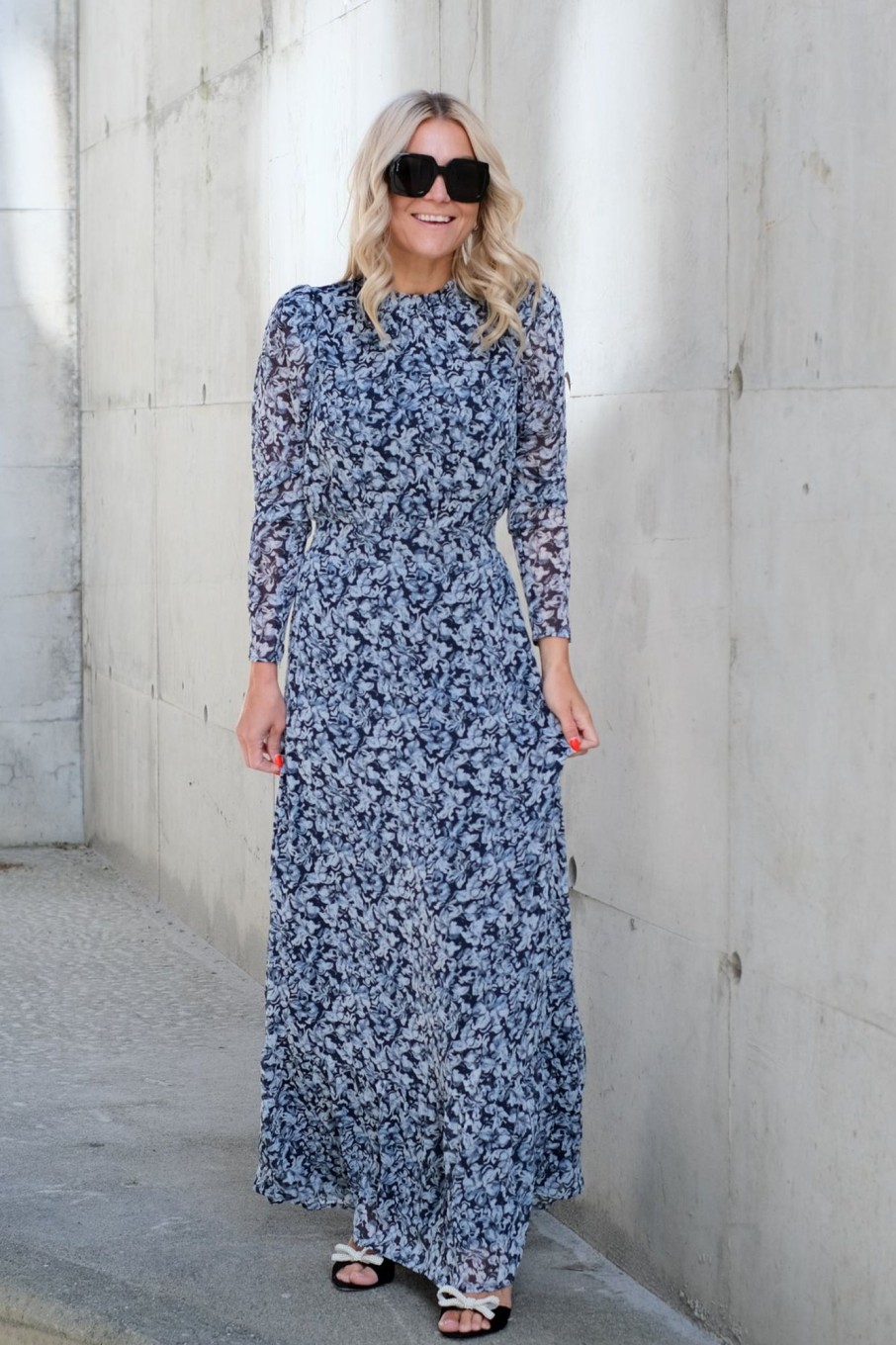 Klaer Camilla Pihl Maxikjoler | Nora Long Dress Blue Dawn Print