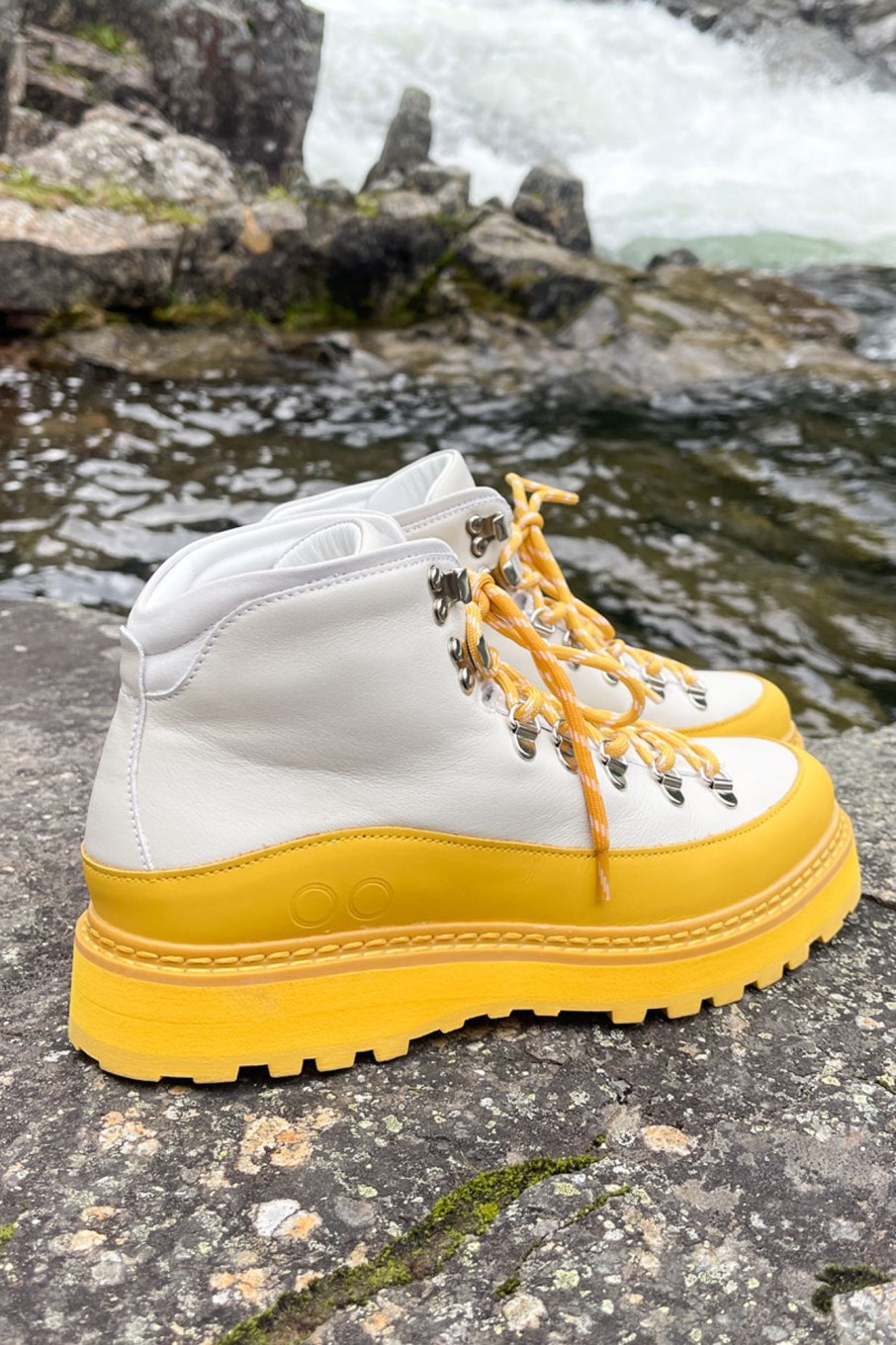 Sko Mono | Hiking Core Cap Grained Cow Leather Bianco Yellow