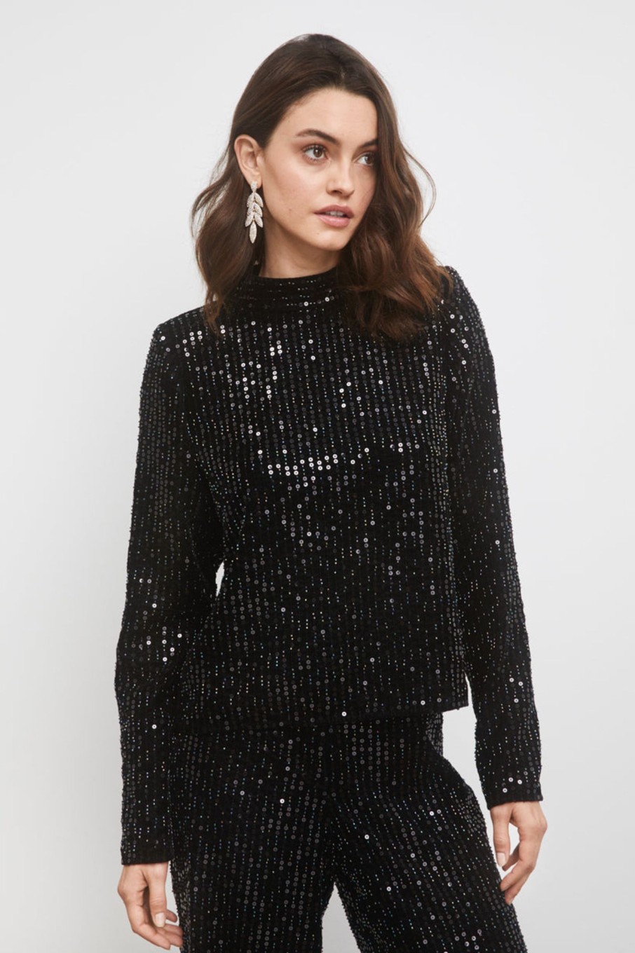 Klaer Camilla Pihl Bluser | Studio Sequin Top Black