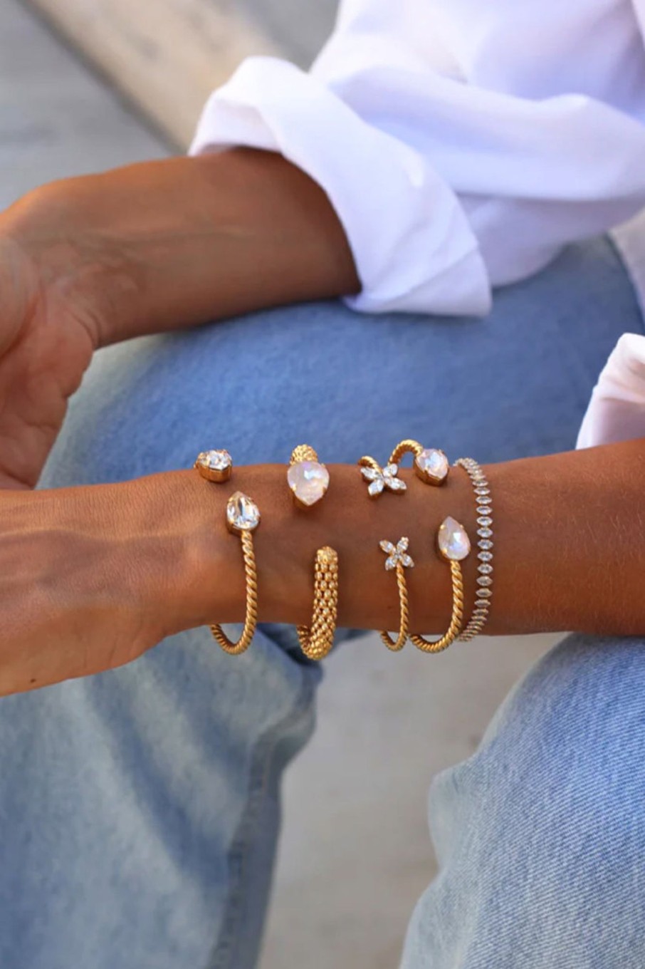 Tilbehor Caroline Svedbom | Crystal Navette Bracelet Gold Crystal