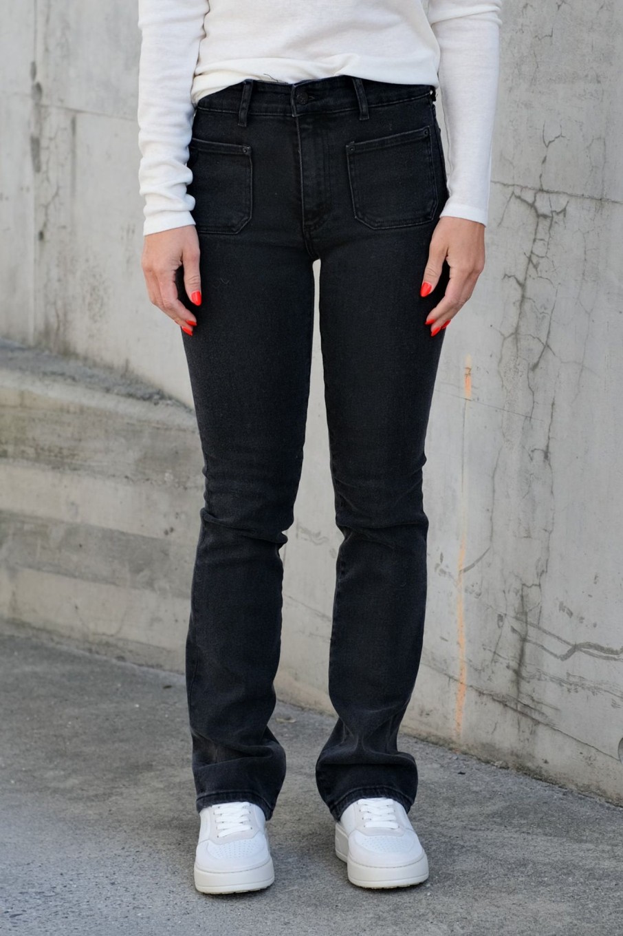 Klaer Lois Jeans | Gaucho Flare Harry Black Vein Scrunge Black