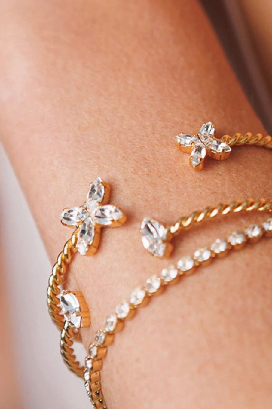 Tilbehor Caroline Svedbom | Crystal Star Bracelet Gold Crystal