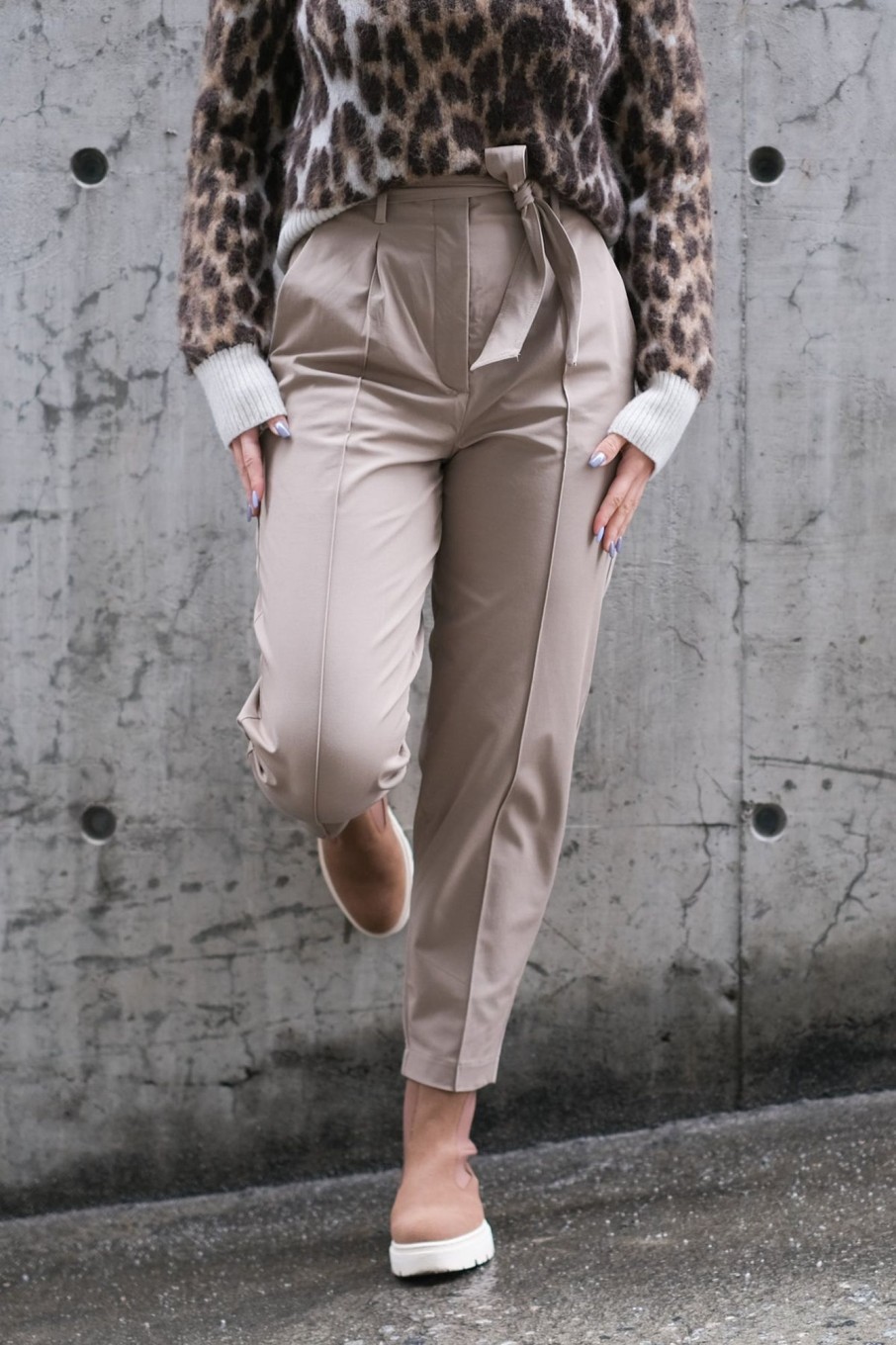 Klaer Fiveunits Bukser | Hailey Tie Pants Dark Sand