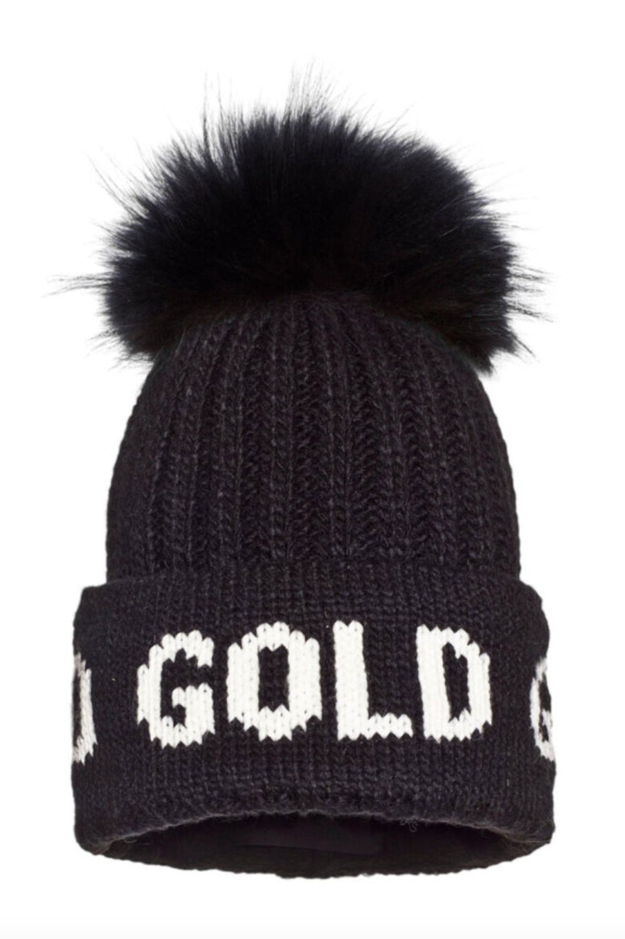 Tilbehor Goldbergh | Hodd Beanie Real Pom Black