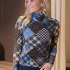 Klaer Ganni Topper | Printed Mesh Longsleeve Rollneck Silver Lake Blue