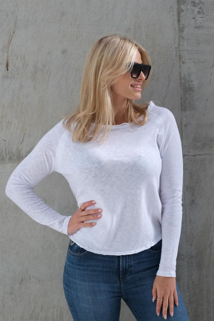 Klaer American Vintage Topper | Sonoma Longsleeve O-Neck Blanc