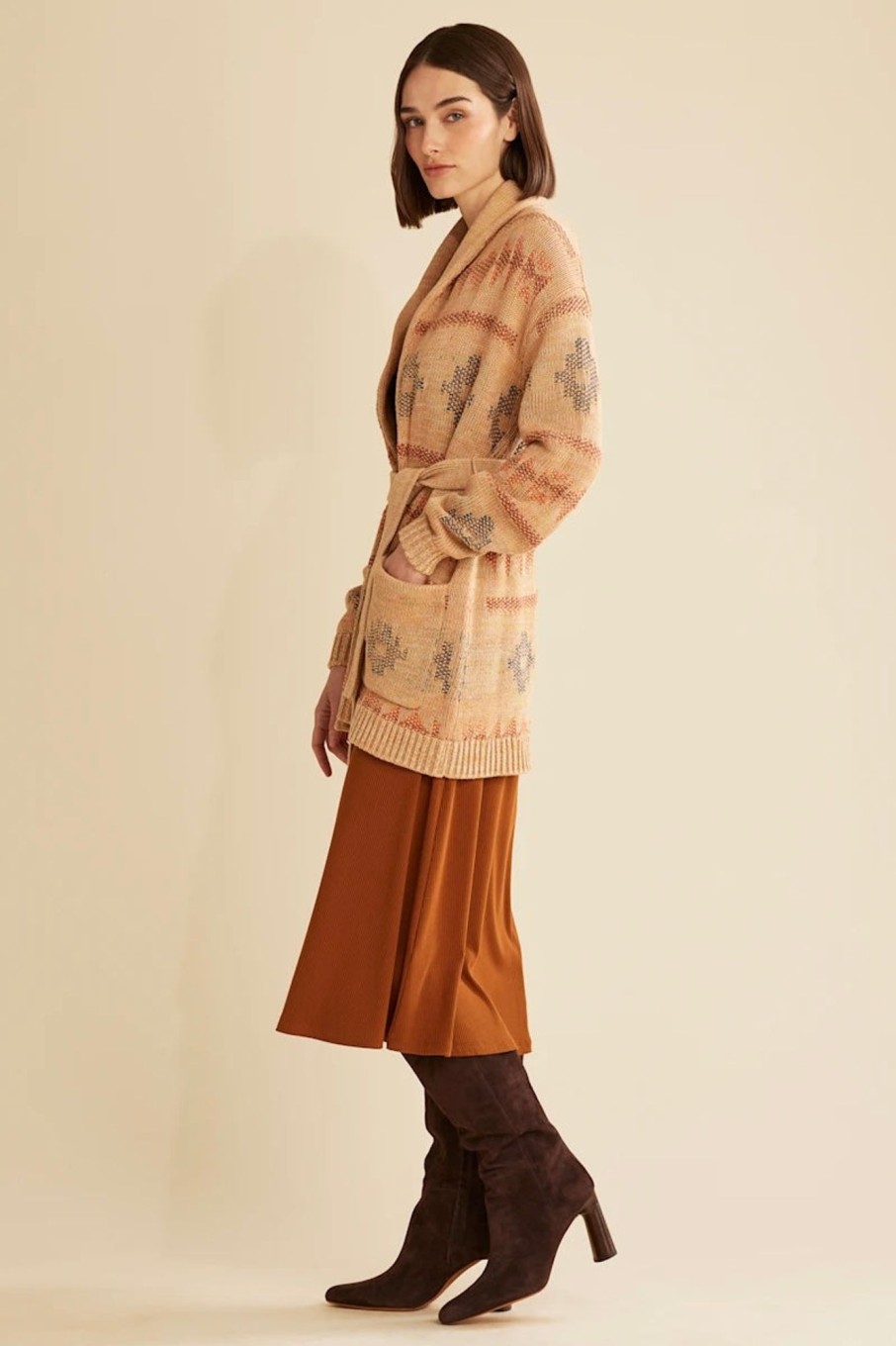 Klaer Pendleton Cardigans | Pacific Grove Belted Cardigan Blush Multi