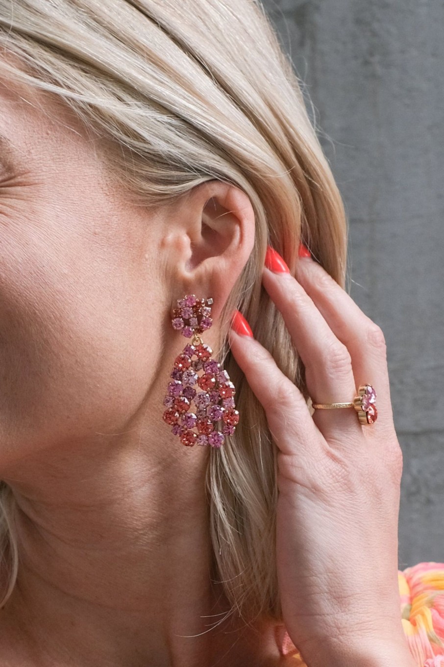 Tilbehor Caroline Svedbom | Hanna Earrings Gold Coral Combo