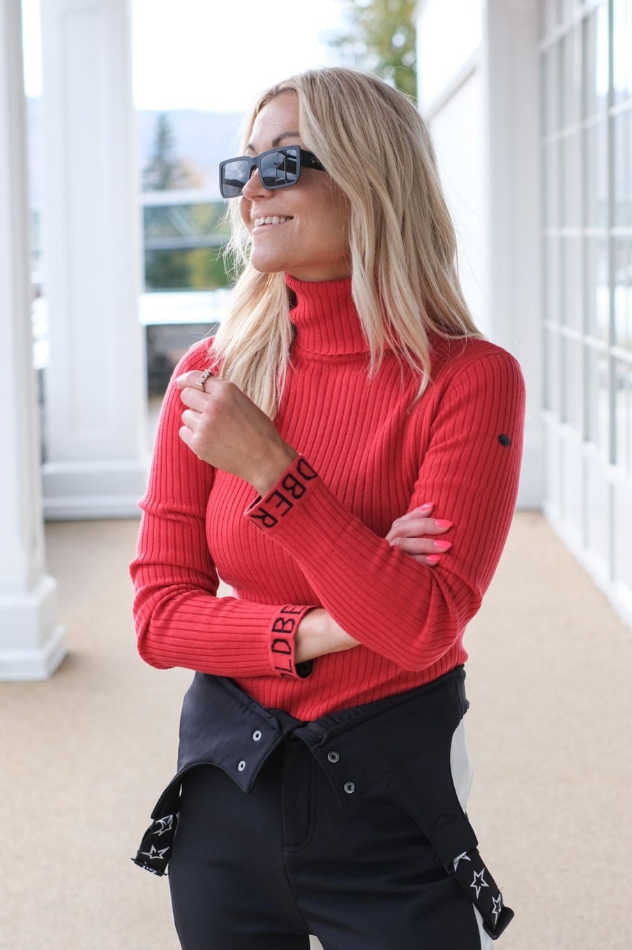 Klaer Goldbergh Skiklaer | Mira Long Sleeve Knit Sweater Flame